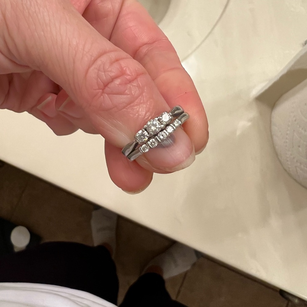 Size 6 3 stone wedding set.